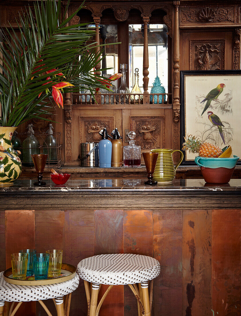 Caribbean bar with antique furniture