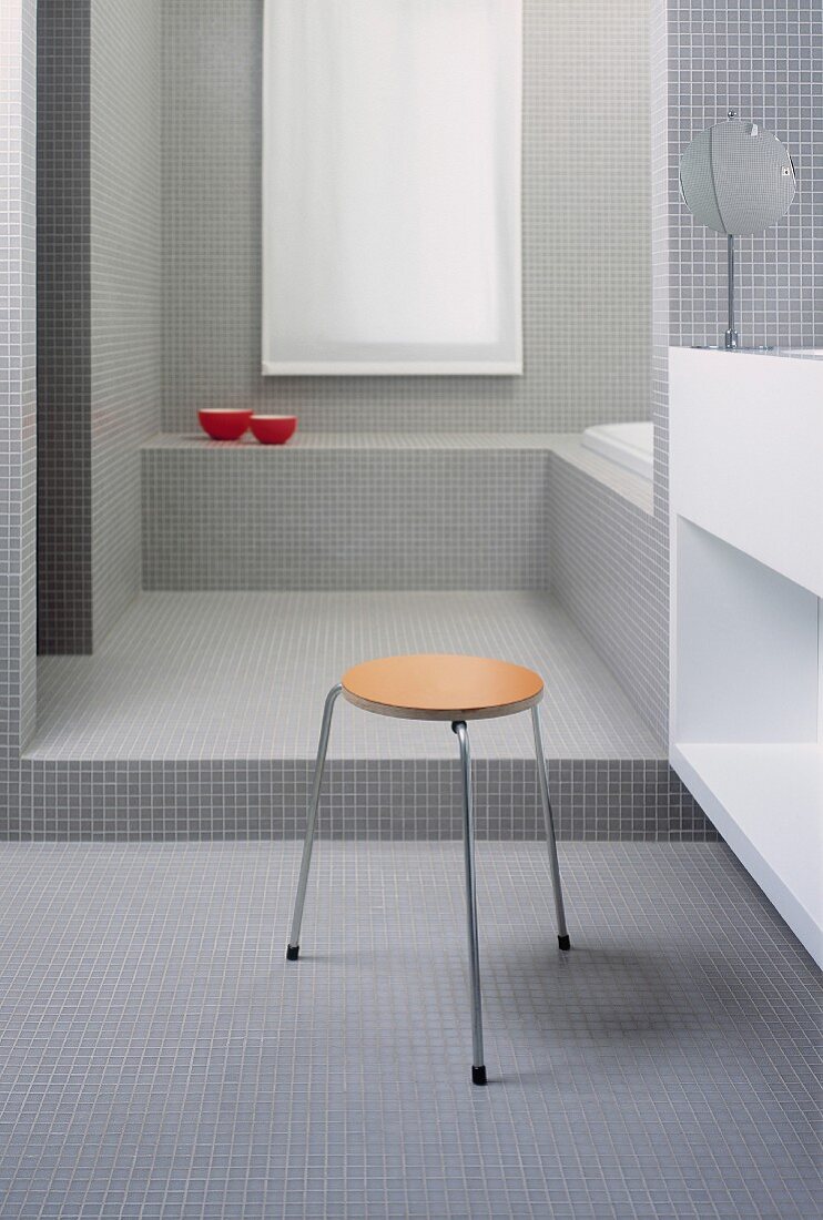 A stool in a modern bathroom