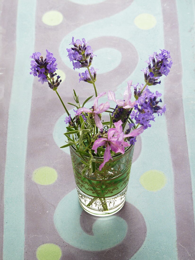 Lavender flowers in a small vase
