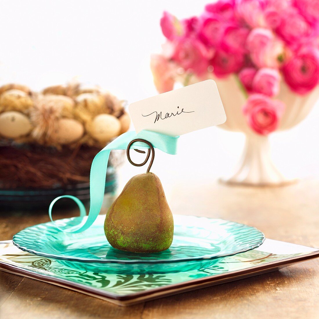 Easter Table with Pear Place Card Holder