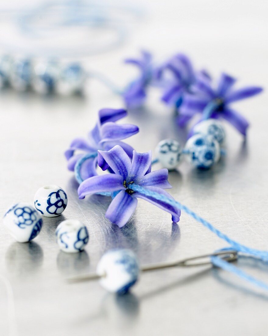Hyacinth flowers and beads