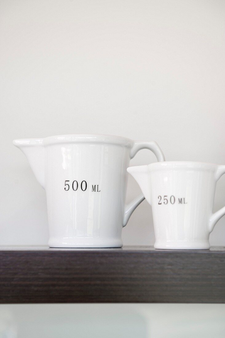 White measuring jugs