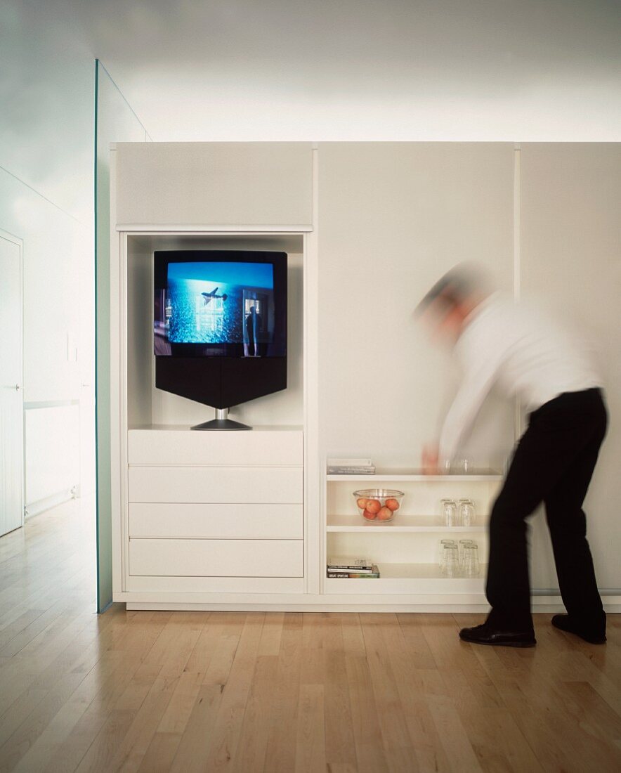 Modern living room cabinet as room divider
