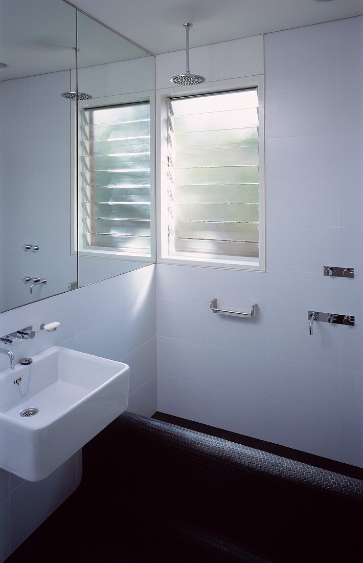 Bathroom with frosted glass window