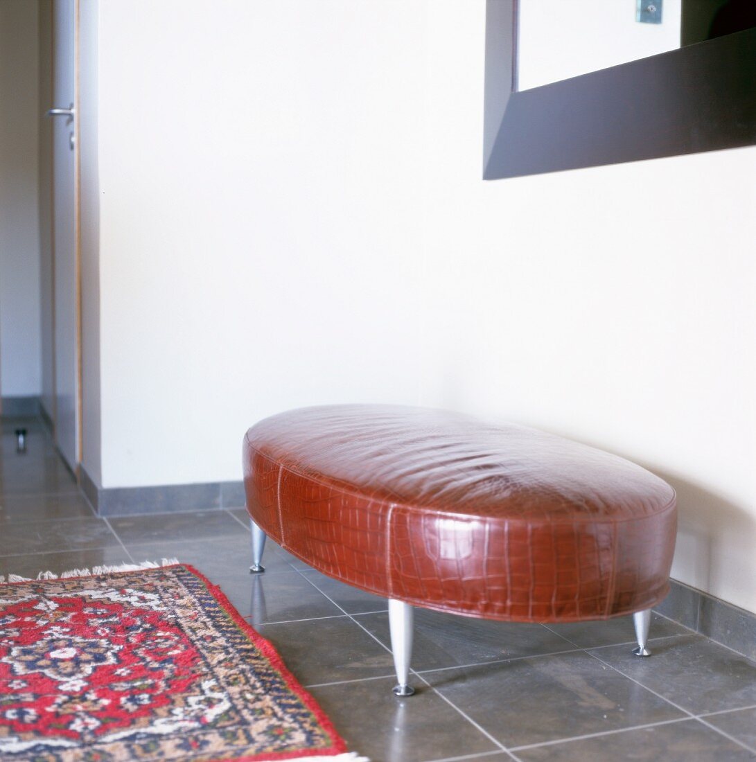 Leather-covered stool