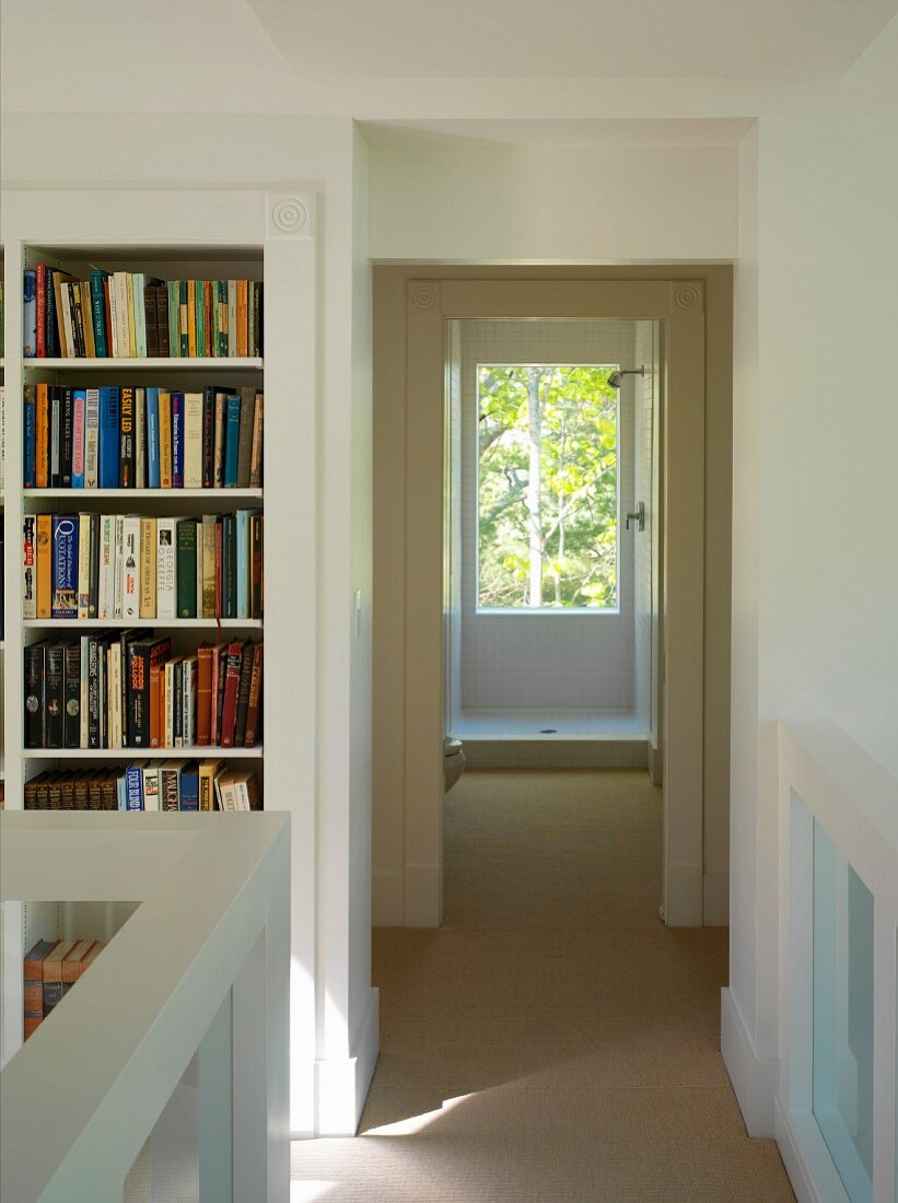 Landing with built-in bookcase
