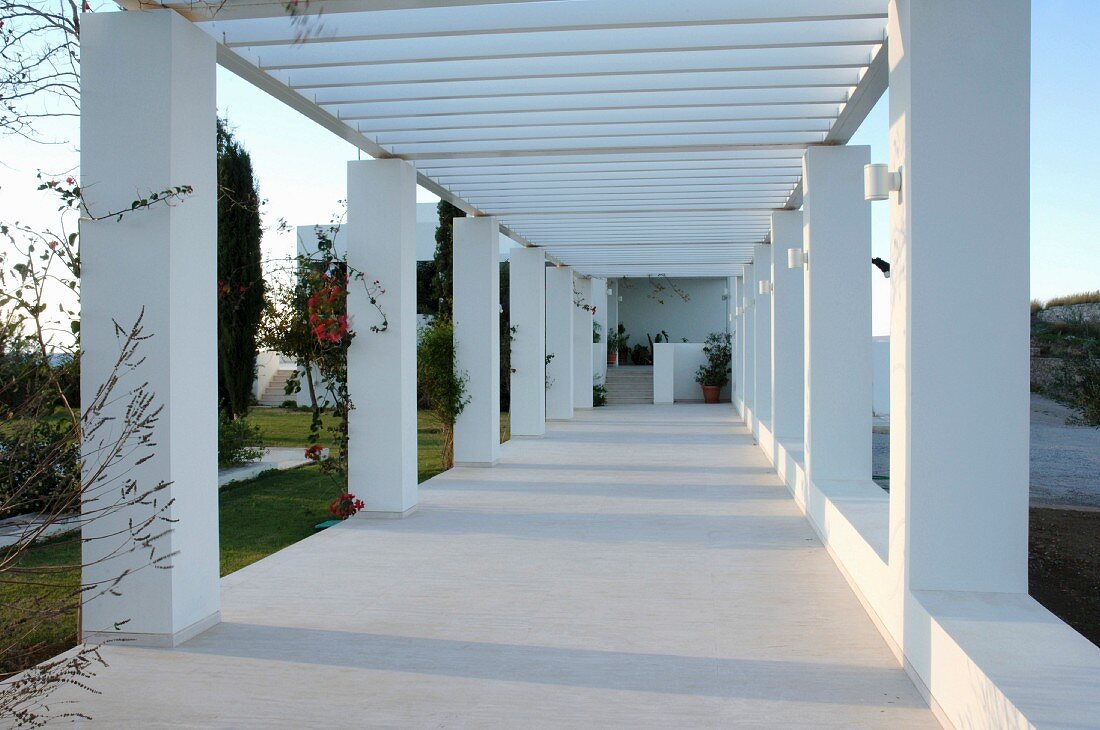 White terrace with sunshade