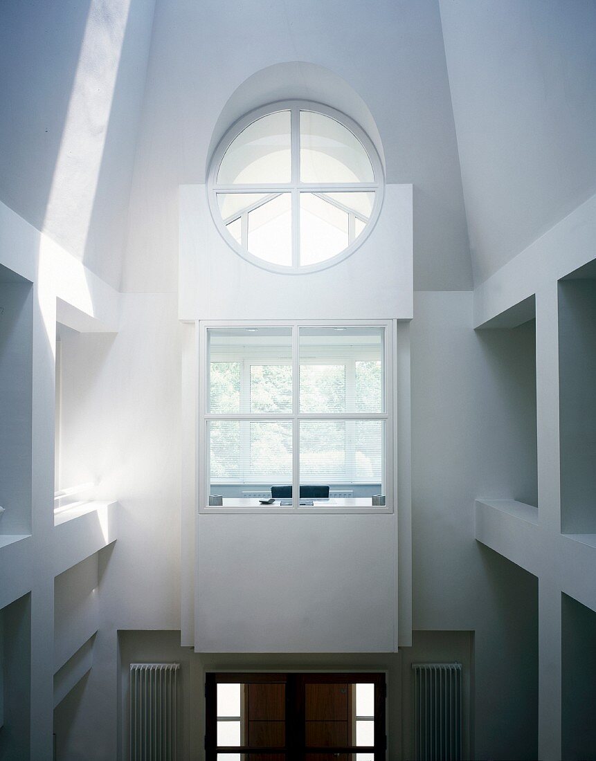 View of study and house entrance from mezzanine