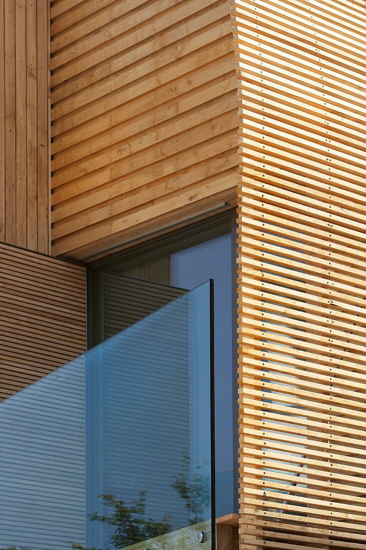 Corner of ecologically-built wooden house