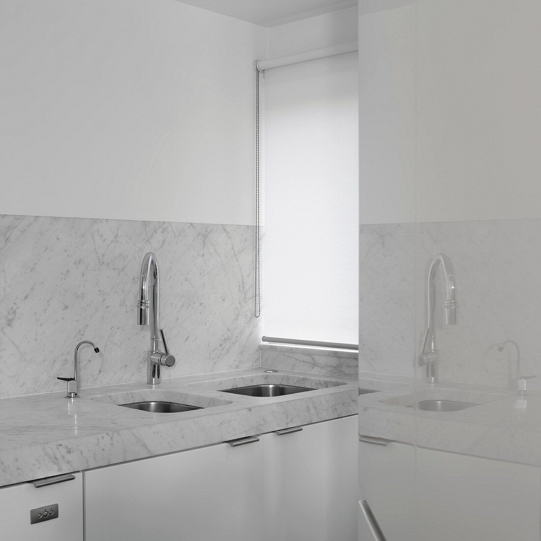 Sink in grey and white kitchen