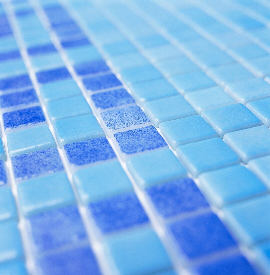 Light blue and dark blue wall tiles (detail)