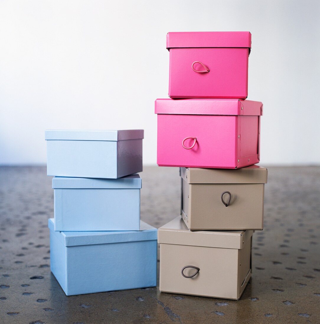 Stacked storage boxes