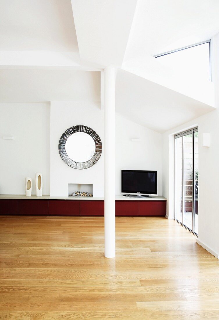 Bright living room with minimalist furnishings