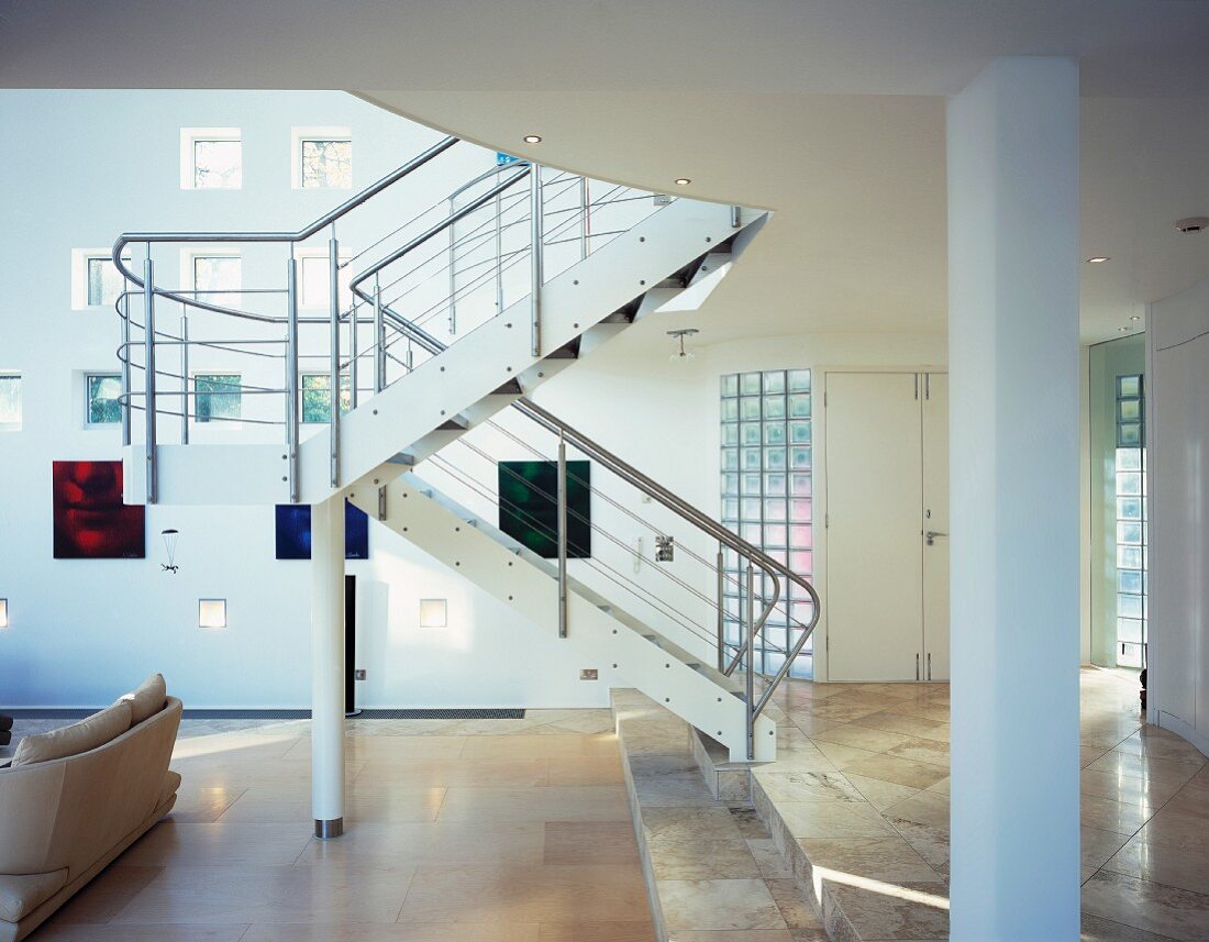 Spacious living space with staircase