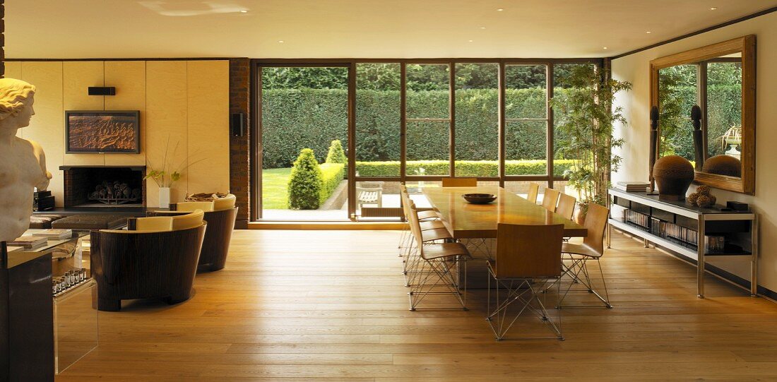 Spacious dining area in open-plan room