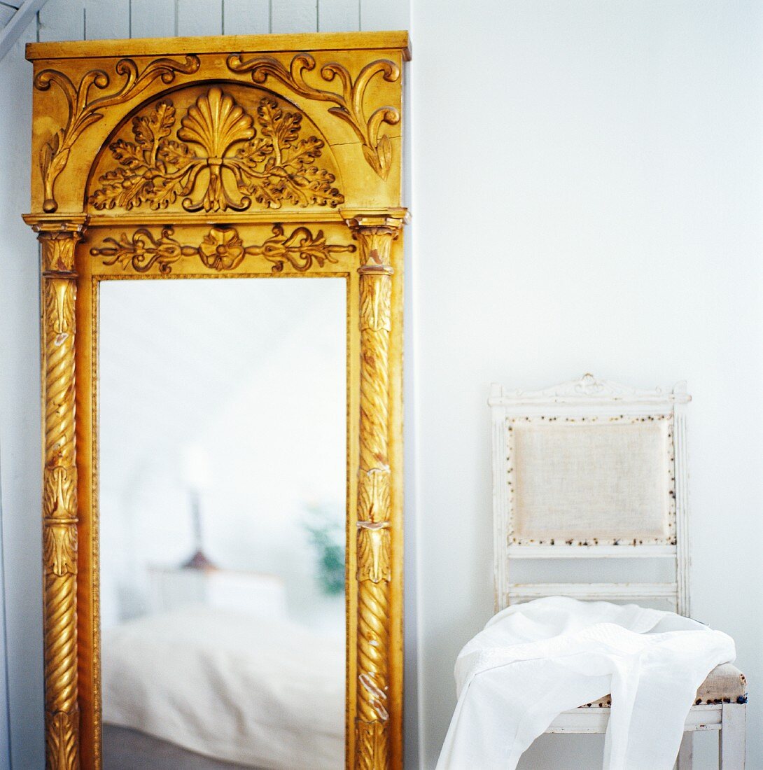 Antique mirror in bedroom