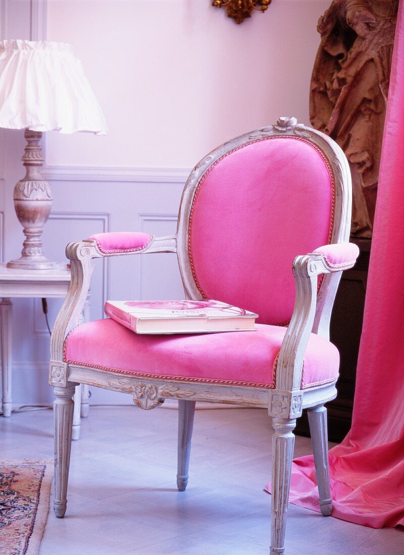 Pink antique upholstered chair