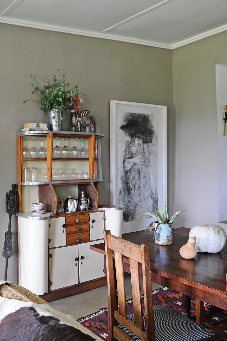 Old dresser in dining room