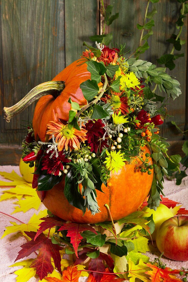 Autumn flower arrangement for harvest festival