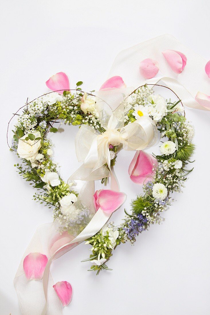 Heart-shaped wreath of flowers