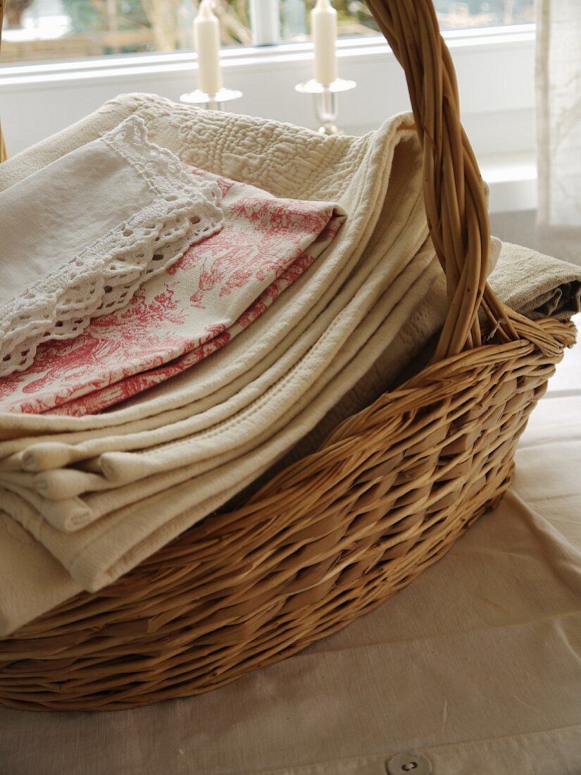 Freshly-washed linen in basket