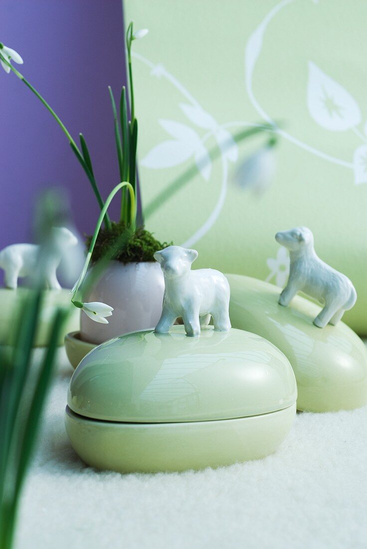 Snowdrops and Easter ornaments