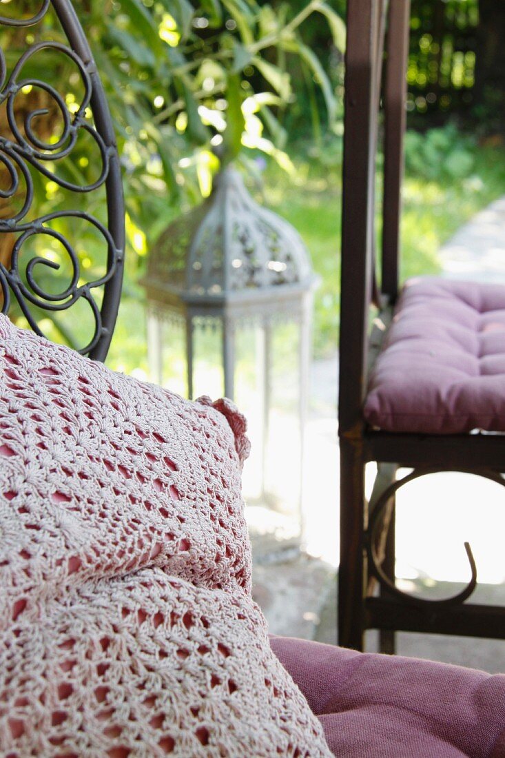 Scatter cushion with crocheted cover