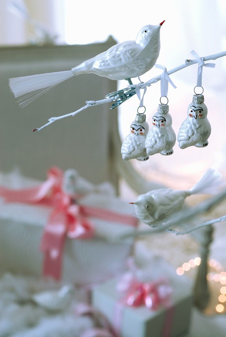 Bird-shaped Christmas tree decorations