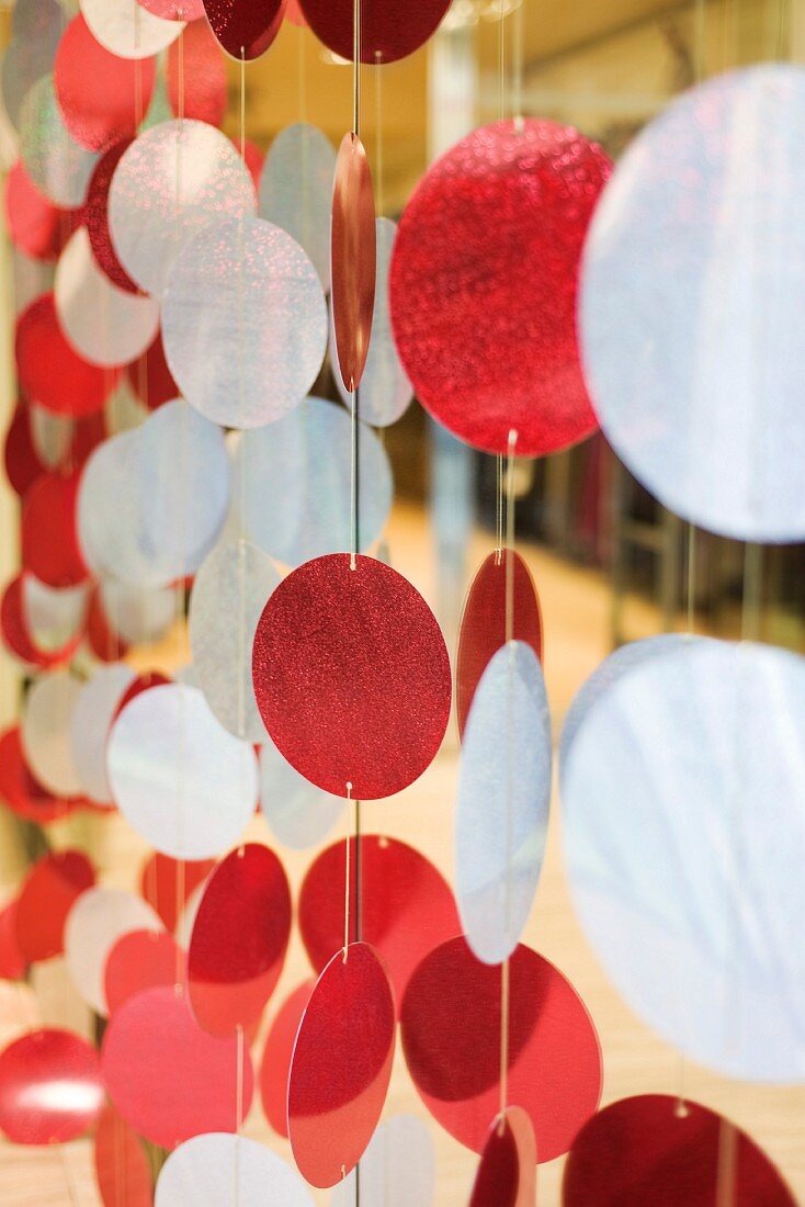 Decorative red and white garlands