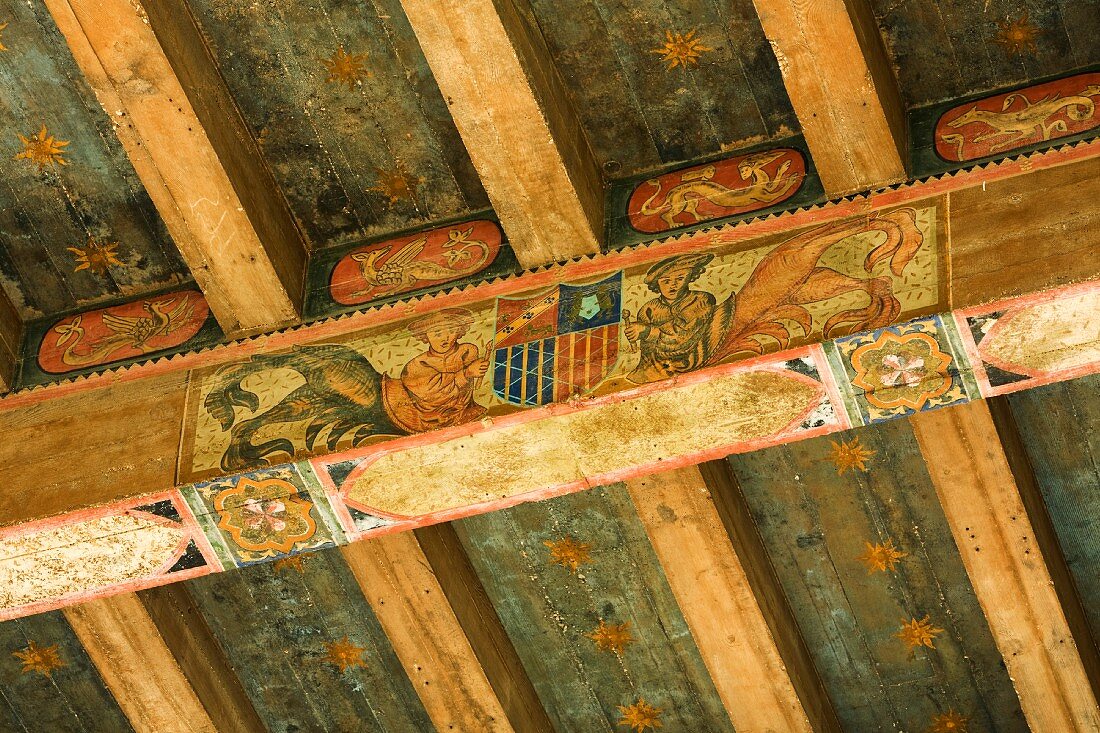 Detail hand painted ceiling beams