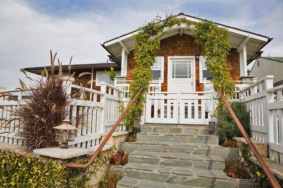 Front Exterior of Beach Style Home