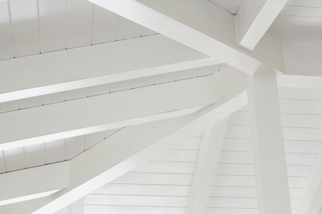 Detail of white ceiling beams