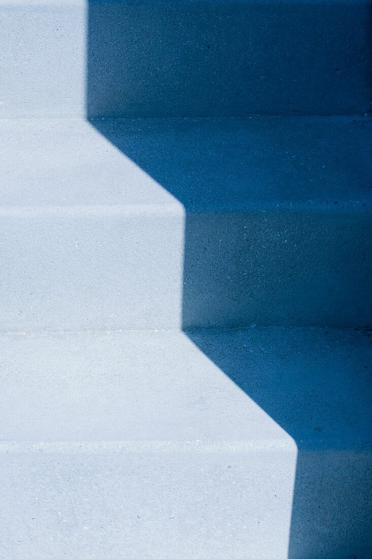 Highlight and shadow on blue staircase