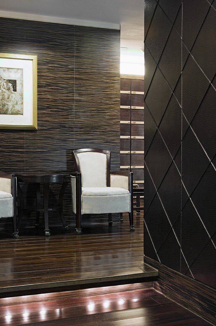 Contemporary arm chair in hallway