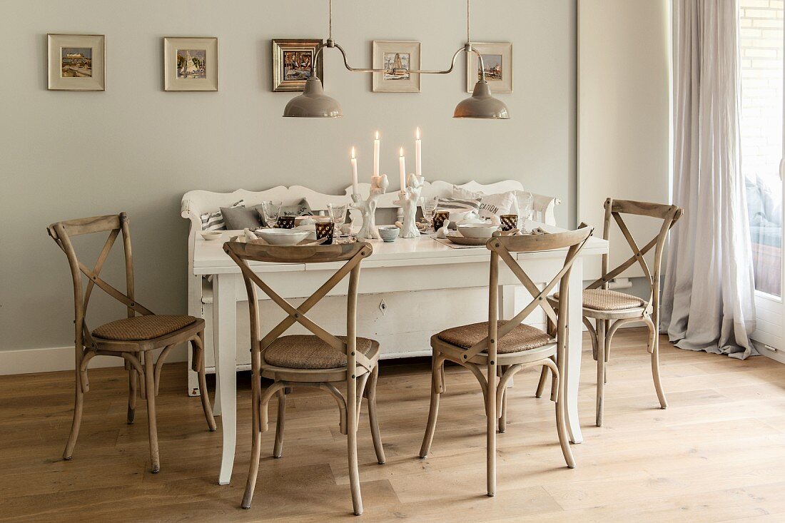 White Set Dining Table Wooden Chairs Buy Image 11436706 Living4media