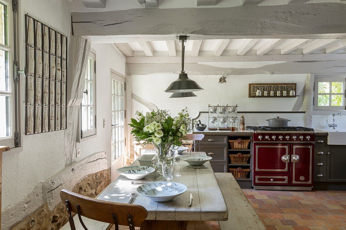 Rustic kitchen in farmhouse