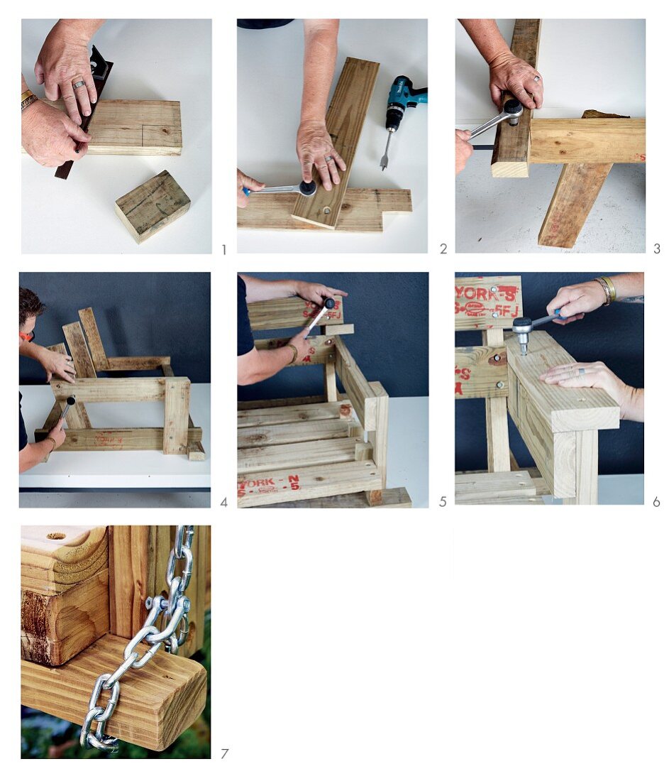 Instructions for making a wooden swing bench