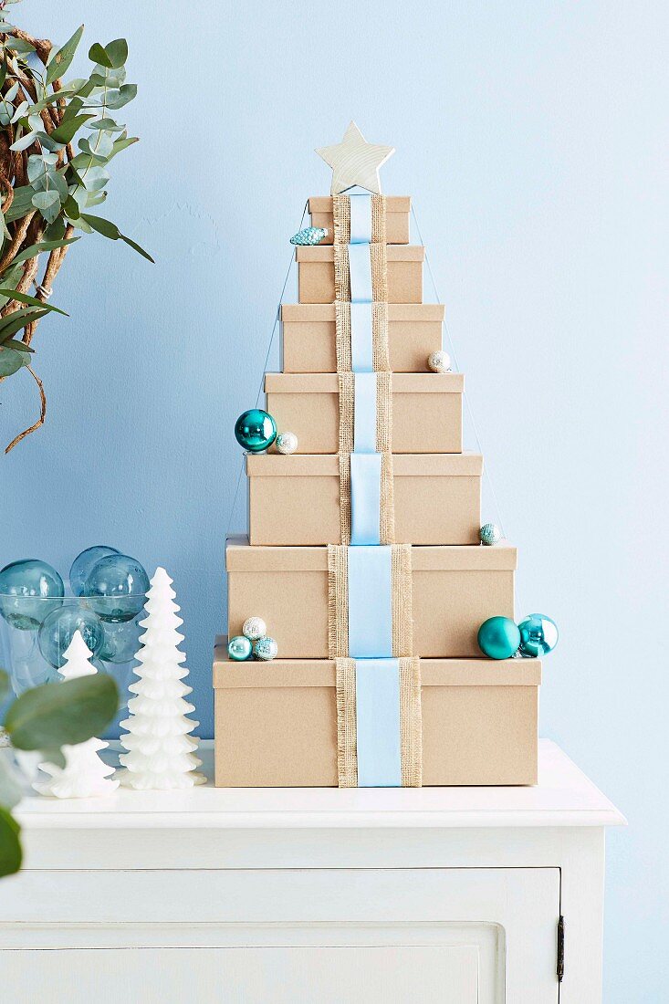 Stacked Christmas gift boxes