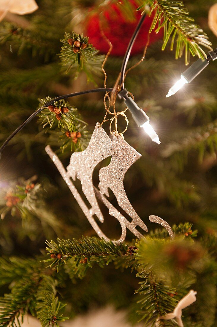 Fairy lights and Christmas-tree decorations