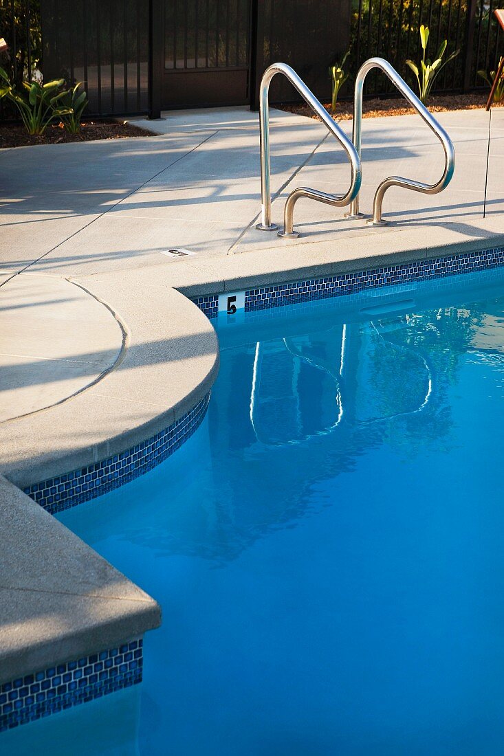 Railings by swimming pool; Azusa; California; USA