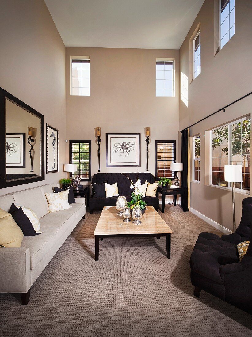 Interior of contemporary living room; San Marcos; California; USA