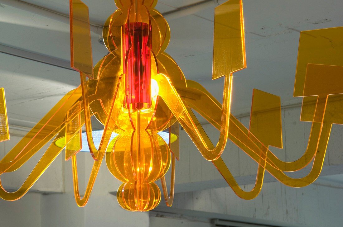 Yellow glass chandelier