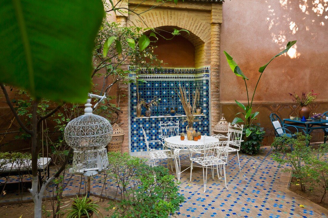 Riad Mounia belonging to the French Marie-Yvonne in the Medina of Marrakesh, Morocco, Courtyard