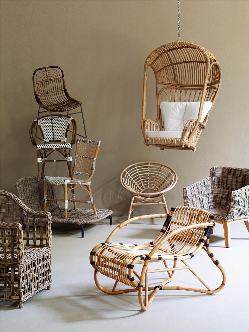 Collection of various rattan seating