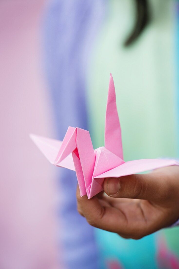 Rosa Origami-Vogel