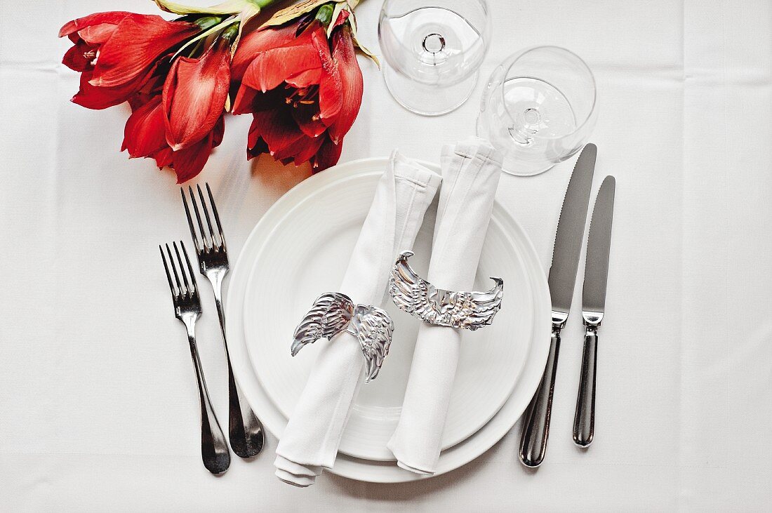 Hand-crafted, angel-wing napkin rings