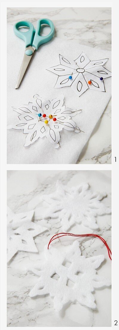 Crafting felt snowflakes