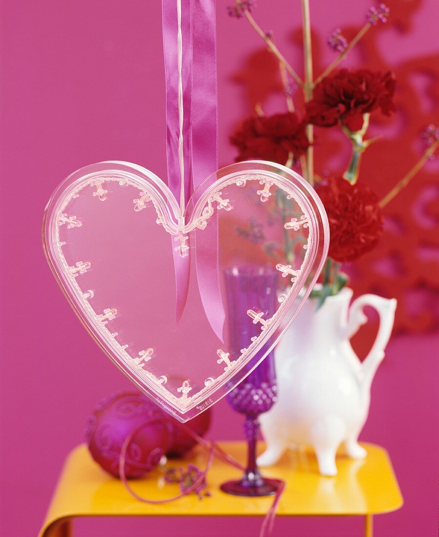 Transparent love-heart as festive decoration