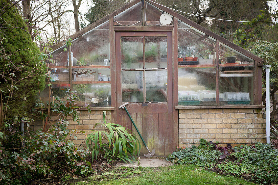 Vintage greenhouse in garden