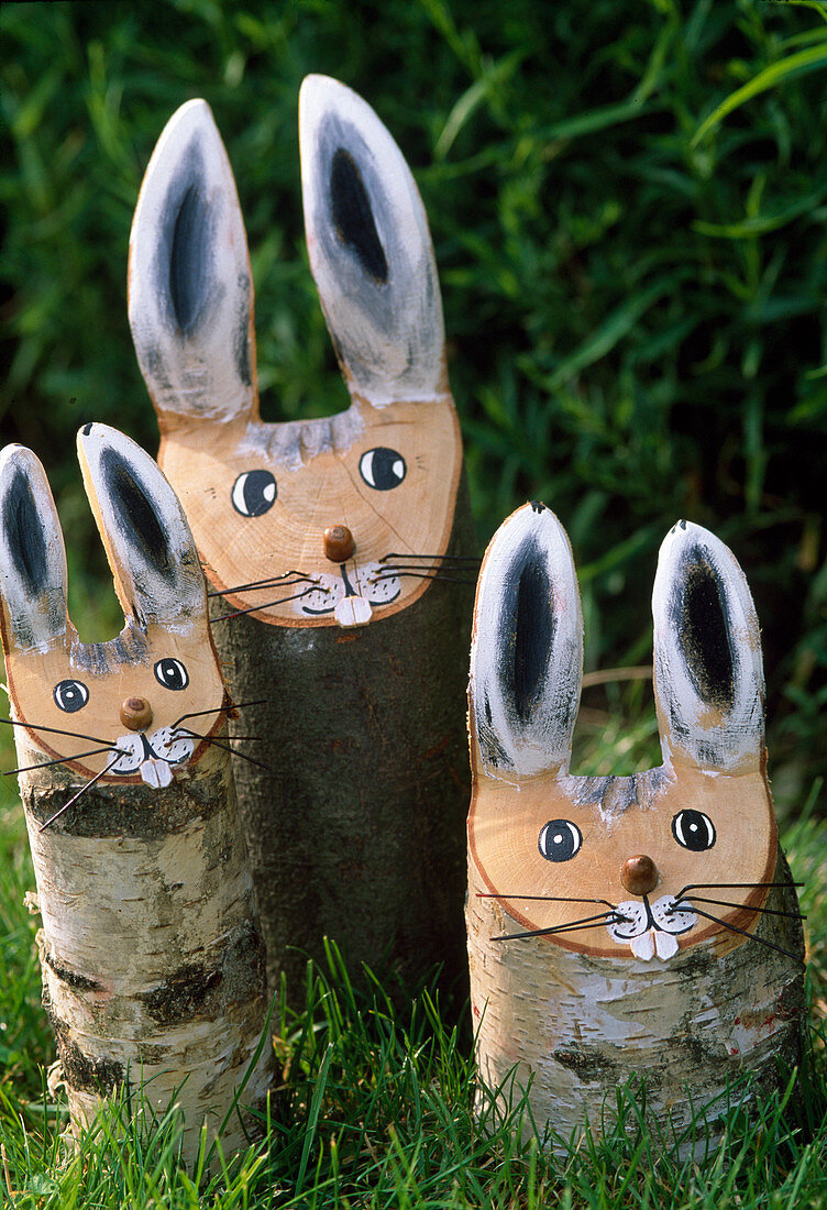 Wooden trunks Easter bunnies